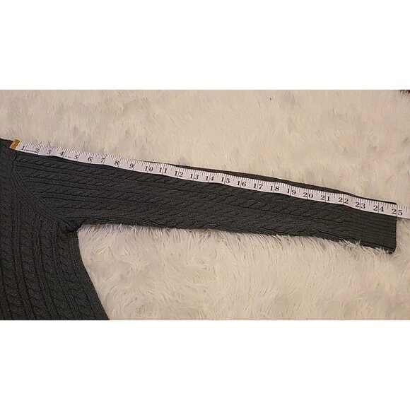Amazon Essentials Sweater Women Large Gray Cotton Cable Knit Turtleneck Pullover - Picture 7 of 10